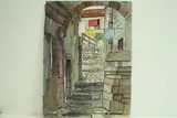 Sartene, une vieille rue" by Roland Hamon, 1962, Aquarelle située et datée en bas à gauche et signée en bas à droite, sold Feb 2010