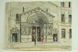 Arles, façade d'église sur la place principale" by Roland Hamon, 1966, Aquarelle située et datée en bas à gauche, sold Feb 2010