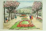 Pallanza - Lac Majeur - Jardin devant le métropol" by Roland Hamon, 1965, Aquarelle située en bas à gauche et signée en bas à droite, sold Feb 2010