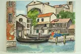 Venise, Réparation de bateaux" by Roland Hamon, 1981, Aquarelle située et datée en bas à gauche, sold Feb 2010