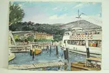 Lac de Côme, Bellagio - Départ du bateau" by Roland Hamon, 1967, Aquarelle située et datée en bas à gauche, sold Feb 2010