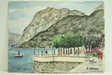 Laco di Cômo, Merragio - La montagne et la promenade" by Roland Hamon, 1967, Aquarelle située et datée en bas à gauche, sold Feb 2010