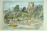 Ruines romaines de Sermione - Lac de Garde" by Roland Hamon, 1970, Aquarelle titrée en bas à gauche et signée en bas à droite, sold Feb 2010