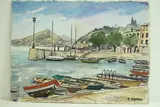 Lac Majeur, Laveno - Port" by Roland Hamon, 1965, Aquarelle située et datée en bas à gauche, sold Feb 2010