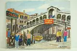 Venise - Pont et port du Rialto by Roland Hamon, Aquarelle située en bas à gauche et signée en bas à droite, sold Feb 2010