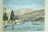 Lago di Como, Tremezzo - Débarcadère" by Roland Hamon, 1967, Aquarelle située et datée en bas à gauche, sold Feb 2010