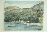 Lago di Como, Sezzeno" by Roland Hamon, 1967, Aquarelle titrée et datée en bas à gauche, sold Feb 2010