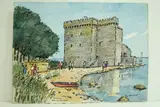 Cannes, Iles de Lérins - Vieux fort by Roland Hamon, Aquarelle située en bas à gauche, sold Feb 2010
