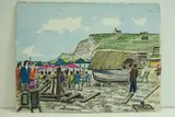 Etretat - Falaise et vieille barque à café" by Roland Hamon, 1976, Aquarelle située en bas à gauche et signée en bas à droite, sold Feb 2010