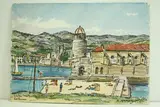 Collioure - Eglise et château by Roland Hamon, Aquarelle située en bas à gauche et signée en bas à droite, sold Feb 2010