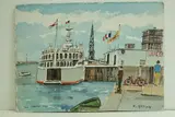 Le Havre - ferry, quai de Southampton" by Roland Hamon, 1970, Aquarelle située et datée en bas à gauche, sold Feb 2010