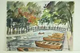 Annecy - Pont et barque" by Roland Hamon, 1961, Aquarelle signée et datée en bas à droite, sold Feb 2010