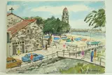 Colloure - Eglise, remparts et pont" by Roland Hamon, 1968, Aquarelle située en bas à gauche, sold Feb 2010