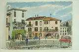 Lago di Como, Menaggio - Bars et maisons" by Roland Hamon, 1967, Aquarelle située et datée en bas à gauche, sold Feb 2010