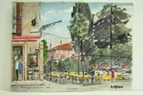 Lago di Como, Bellagio - Café dans un jardin" by Roland Hamon, 1967, Aquarelle située et datée en bas à droite, sold Feb 2010