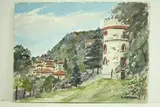 Lago di Como, Bellagio - Vieille tour" by Roland Hamon, 1967, Aquarelle située et datée en bas à gauche, sold Feb 2010