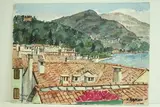 Lago di Como - Vue de ma chambre à l'hôtel du lac de Bellagio" by Roland Hamon, 1967, Aquarelle située et datée en bas à gauche, sold Feb 2010