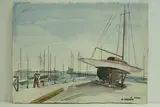 Le Havre, vue du port by Roland Hamon, Aquarelle située et signée en bas à droite, sold Feb 2010