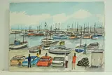 Sète - Bateaux, voitures et quais près de l'entrée" by Roland Hamon, 1973, Aquarelle située et datée en bas à gauche, sold Feb 2010