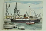 Le Havre - Cargo et porteur dans le port" by Roland Hamon, 1964, Aquarelle située et datée en bas à gauche, sold Feb 2010