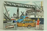 Sète - Bateau déchargeur et camion" by Roland Hamon, 1973, Aquarelle située et datée en bas à gauche, sold Feb 2010