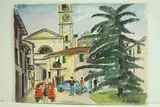 Village italien sur le lac majeur" by Roland Hamon, 1963, Aquarelle située en bas à gauche, sold Feb 2010