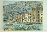 Itali, Lac d'Orta Pella" by Roland Hamon, 1970, Aquarelle située en bas à gauche, sold Feb 2010