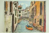 Venise - Un rio comme d'autres by Roland Hamon, Aquarelle située en bas à gauche, sold Feb 2010