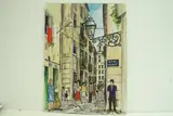 Lisbonne - Une petite rue" by Roland Hamon, 1963, Aquarelle située en bas à gauche, sold Feb 2010