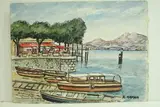 Italie - Halte devant Pallanza, lac majeur" by Roland Hamon, 1970, Aquarelle située en bas à gauche, sold Feb 2010