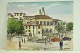 Portugal, Cintra - Façade du château" by Roland Hamon, 1963, Aquarelle située et datée en bas au centre, sold Feb 2010