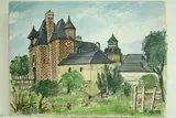 Chateau de Cambremer, Calvados by Roland Hamon, Aquarelle située en bas à gauche et à droite, sold Feb 2010