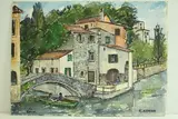 Lac de Come, environs de Bellagio et le lac by Roland Hamon, Aquarelle située en bas à gauche, sold Feb 2010