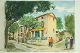 Aix en Provence - Auberge de Cézanne" by Roland Hamon, 1971, Aquarelle située en bas à gauche, sold Feb 2010