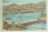 Collioure - Panorama, plage et église" by Roland Hamon, 1961, Aquarelle située et datée en bas à gauche, sold Feb 2010