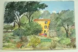 Aix en Provence - maison sur la route de Cézanne by Roland Hamon, Aquarelle située en bas à gauche, sold Feb 2010