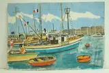 Marseille - Bateaux dans le vieux port", 19714 by Roland Hamon, Aquarelle située en bas à gauche, sold Feb 2010