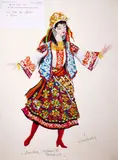 Douchka », costume de tzigane Projet de costume théâtrale by Georges Wakhévitch, Gouache sur papier, sold Jul 2025