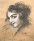 La Danseuse Persane (Armene Ohanian au tambourin) by Émile Bernard, 1914, Fusain et pastel sur papier brun, sold Jun 2025