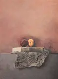 Nature morte a la grenade et au coing, circa 1982-1983 by Pierre Skira, Pastel tendre sur papier contrecollé sur carton, sold Jun 2025
