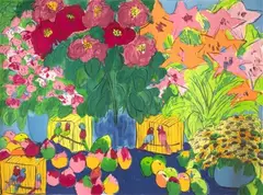 Jardin exotique by Walasse Ting, 1986, Lithographie de très grand format, sold Jun 2025