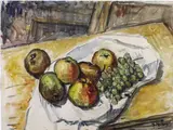 Nature morte aux pommes et raisins, circa 1918/1919 by Jean Villeri, Aquarelle sur papier, sold Jun 2025