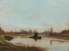 Bord de rivière by Auguste Allongé, Aquarelle sur papier, sold Jun 2025