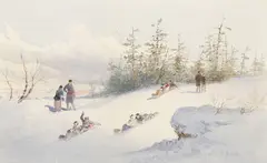 Sledding by Frederic Marlett Bell-Smith, 1879, watercolour on paper, sold Aug 2023