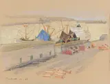 Freighter #3 by Joseph Francis Plaskett, 1968, pastel on paper, sold Aug 2023