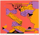 Les Vigies by Alfred Pellan, 1973, serigraph on paper, sold Aug 2023