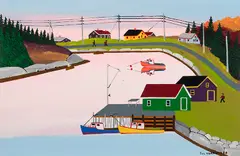 Sunset in Cove by Joseph Norris, 1988, oil on board, sold Jul 2023