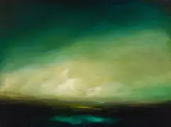 British Columbia Foothills / Turquoise Pond by David Bierk, oil on canvas, sold Jul 2023