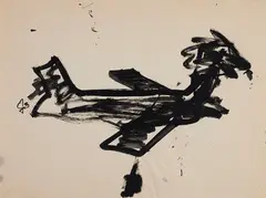 Airplane by John Scott, mixed media on paper, sold Jul 2023