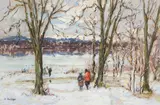 The River by Berthe des Clayes, pastel on paper, sold Jul 2023
